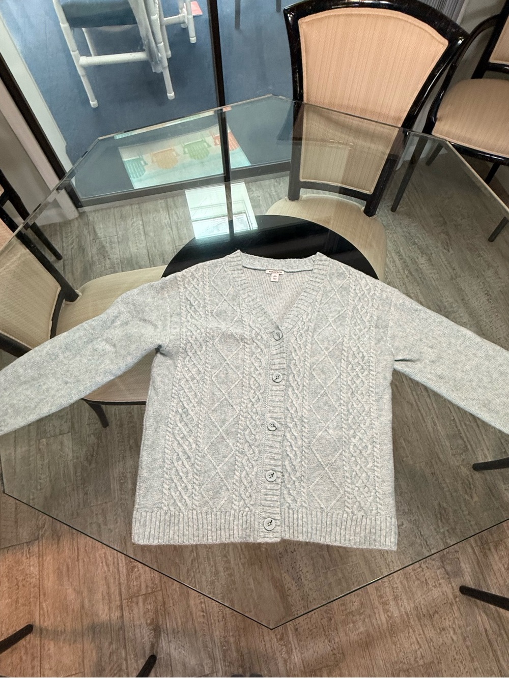 Nordstrom Light Gray Cable-Knit Button Cardigan